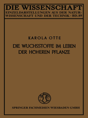 cover image of Die Wuchsstoffe im Leben der höheren Pflanze